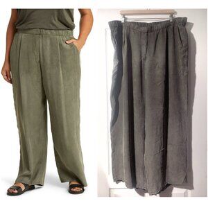 Eileen Fisher | Sandwashed Twill Wide Trouser Pant In Grove Green